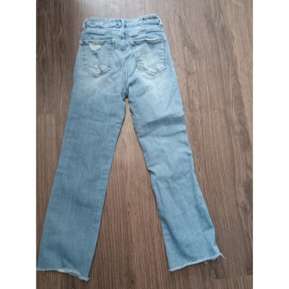 Risen Jeans Juniors Size 25/1  Straight Denim Light Wash Raw Hem midrise - Picture 9 of 16